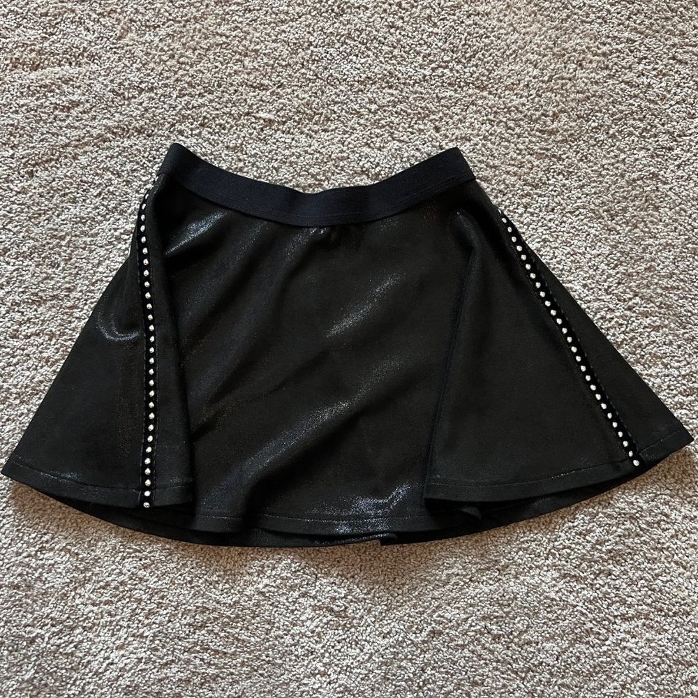 MIA New York Black metallic girls M skirt with silver beaded accents